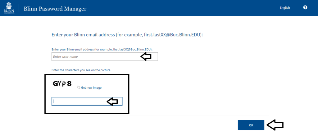 reset myblinn login password